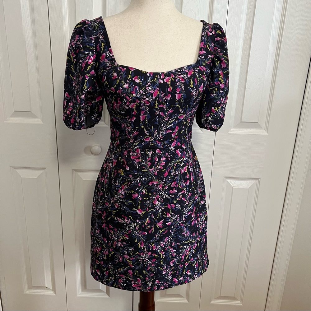 French Connection Black Floral Mini Dress Size 2